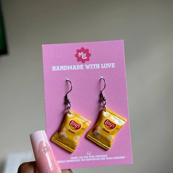 Lays Chips Earrings — Cute Snack Dangle Earrings - Picture 4 of 4